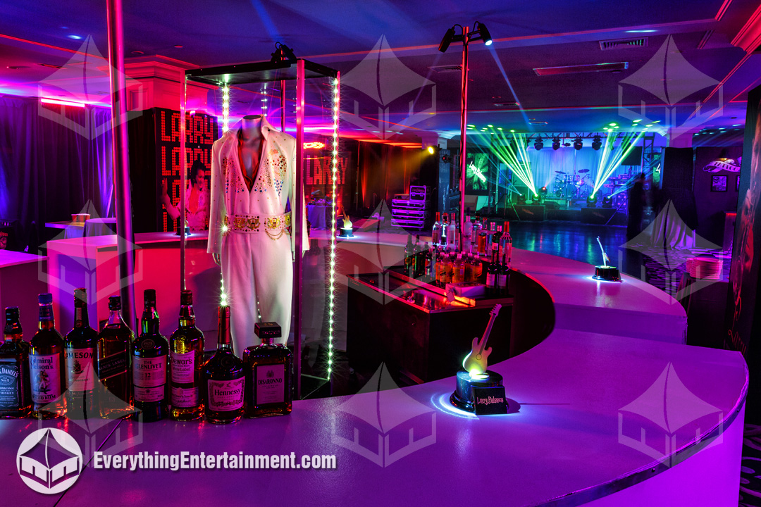 Round bar with colorful lighting at a party